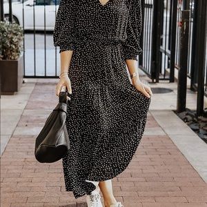 The Drop Women's Black and White Polka-Dot Tiered Maxi Dress by @somewherelately